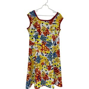 Shift Dress‎ Womens Size Medium Multi Floral Knee Length Sleeveless Handmade